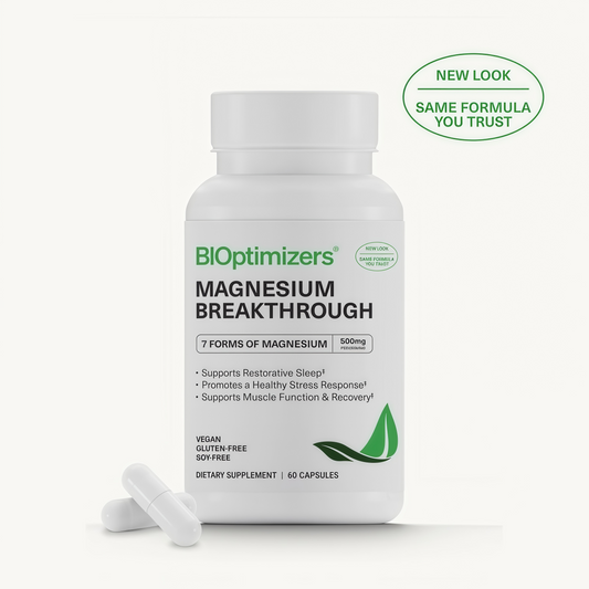 BIOptimizers Magnesium Breakthrough Supplement with 500mg - 7 Forms of Magnesium: Glycinate, Malate, Citrate, and More - Natural Support for Sleep and Cognitive Function -60 Capsules- Calming Vitamins