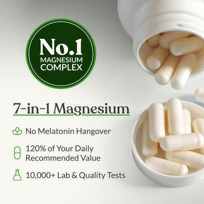 BIOptimizers Magnesium Breakthrough Supplement with 500mg - 7 Forms of Magnesium: Glycinate, Malate, Citrate, and More - Natural Support for Sleep and Cognitive Function -60 Capsules- Calming Vitamins