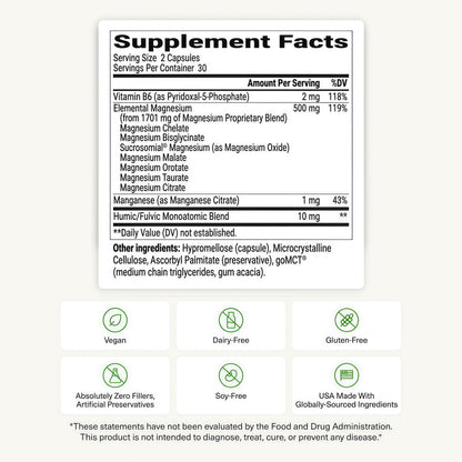 BIOptimizers Magnesium Breakthrough Supplement with 500mg - 7 Forms of Magnesium: Glycinate, Malate, Citrate, and More - Natural Support for Sleep and Cognitive Function -60 Capsules- Calming Vitamins